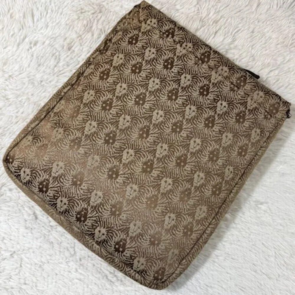 Vintage Anne Klein Bronze Lion Padded Laptop Sleeve Zip Top Handled Case